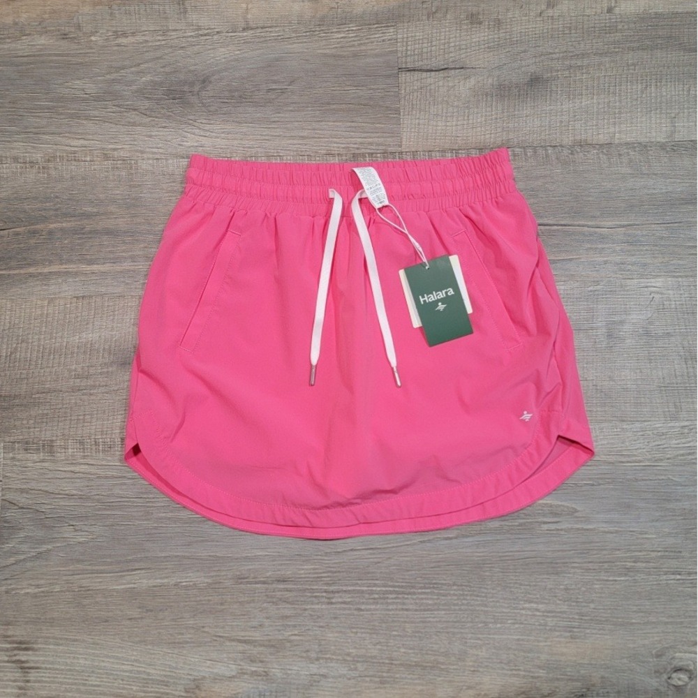 Halara Pink Athletic Skort Womens Small Drawstring Waist Pockets Built-in Shorts